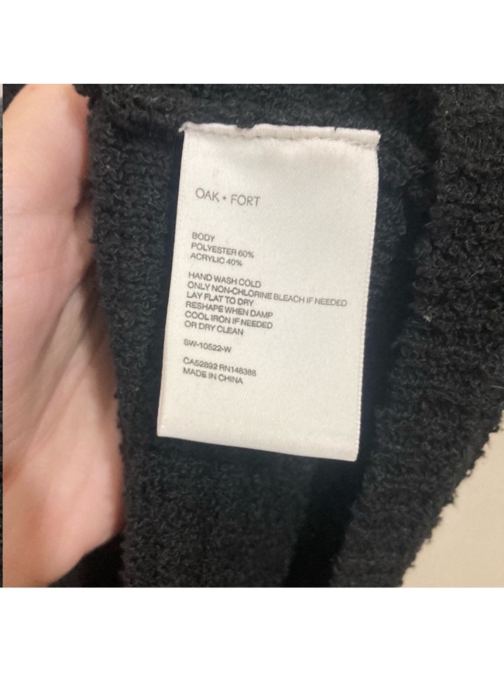 Oak + Fort Black Ribbed Knit Semi-Cropped Tank Top Size Large - Picture 9 of 10